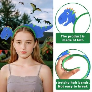 Blue dinosaur felt headband for kids birthday party with high elasticity and durable design