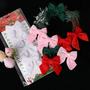 Christmas Velvet Bow Ornaments Soft Plush Ribbon Bows Pendant For Christmas Tree Wreath DIY Decor Festive Party Decoration
