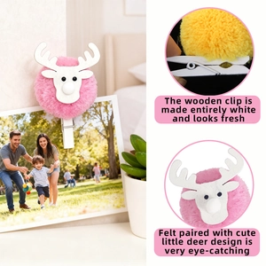 Christmas plush reindeer wooden photo clips for festive holiday party table decorations