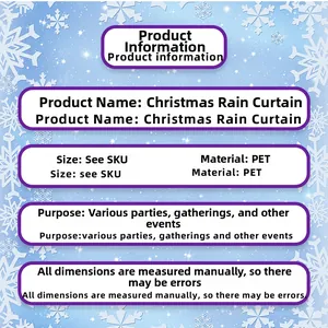 Spécifications du rideau de pluie de Noël en PET avec motif de flocons de neige