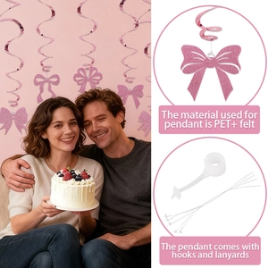 Pink glitter bow swirl hanging decorations for Valentine's Day party and wedding events