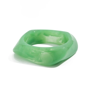 Fashionable macaron light green square resin bangle with marble texture for women