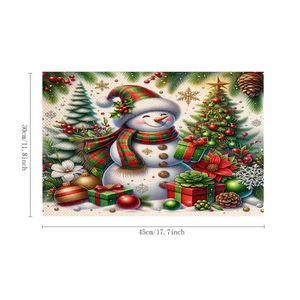 Set de table de Noël avec bonhomme de neige, sapin et cadeaux, décoration 45x30cm