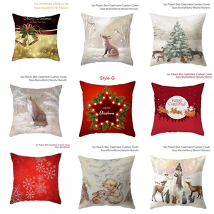 Christmas Cushion Cover Peach Skin Polyester Pillowcase For Sofa Decor Santa Claus Elk Snowman Festive Holiday Pillow Case