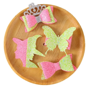 Pink and green sequin hair clips with witch hat and crown bow for party decor