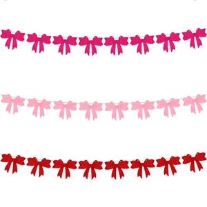 Valentine's Day felt bow banner set in red and pink for romantic party wall decoration
