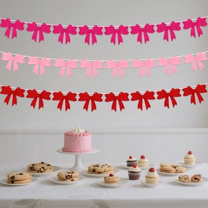 Pink bow party garland set for birthdays and weddings wall decoration banner pack