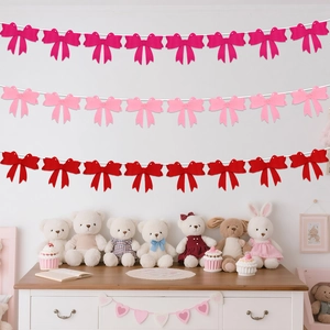 Felt Bow Banner Garland Valentine Day Wedding Birthday Party Hanging Decoration Romantic Backdrop Ornament