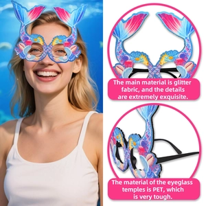 Detail der Meerjungfrau-Glitzerbrille aus Stoff für Kinderpartys und Fotoshootings