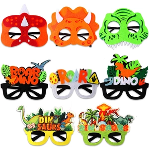 8-piece set of colorful felt dinosaur party glasses and masks for children birthday events