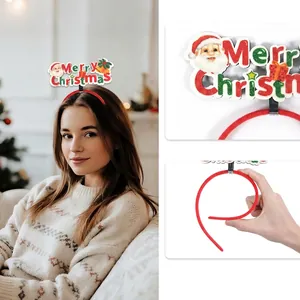 Elastic Merry Christmas headband with Santa and bell decorations for holiday party props