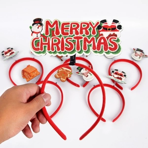 Christmas headbands collection featuring glitter Merry Christmas letters and Santa Claus