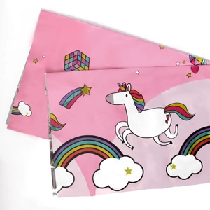 Rainbow unicorn disposable waterproof PET tablecloth for kids birthday party decorations