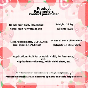 Details zum Frucht-Party-Haarreif mit Maßen 21,5x20,4 cm und Filzmaterial-Angaben