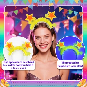 Neon glow party headband with stars for birthdays and festivals under UV blacklight