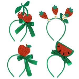 4er-Set Frucht-Haarreifen mit Erdbeer-, Apfel-, Kirsch- und Wassermelonen-Motiven