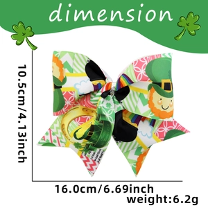 Lazo de San Patricio con tréboles y arcoíris, dimensiones 16,0 cm por 10,5 cm