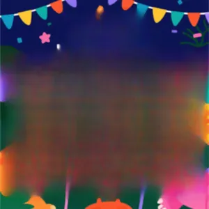 Detail van de dinosaurus verjaardagsbanner van glinsterend papier en kleurrijk viltmateriaal