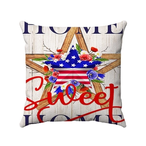 USA Unabhängigkeitstag Kissenbezug mit Flaggenstern und Home Sweet Home Aufdruck