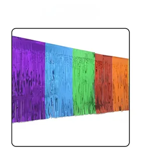 Regenbogen-Folienvorhang-Banner für mexikanische Partys mit bunten Metallstreifen