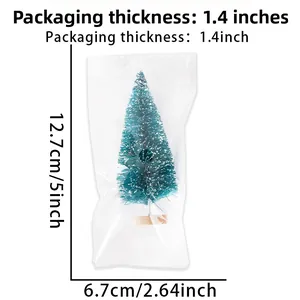 Mini sisal Christmas tree dimensions 12.7cm height with snow effect and wood base