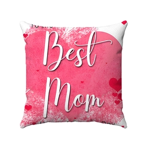 Soft Mother's Day pillow cover with pink heart and Best Mom text for sofa decor
