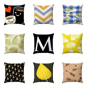 Nordic Style Short Plush Pillowcase Geometric Leaf Alphabet Pattern Decorative Throw Pillow Cover For Sofa Living Room Home Decor