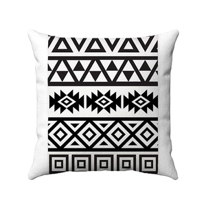Nordic yellow geometric throw pillow cover with bohemian black tribal patterns