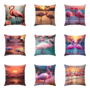 Fodera Per Cuscino In Peluche Corto Con Stampa Di Fenicotteri Tropicali Federa Decorativa Per Divano Di Casa Soggiorno Camera Da Letto