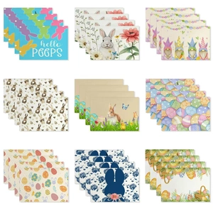 Ostern Platzsets 4er Set Leinen Hitzebeständige Tischsets Hase Ei Gnom Digitaldruck Für Esszimmer Küche Party Deko