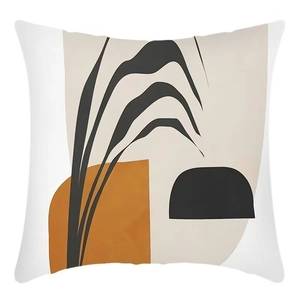 Modern Nordic square cushion cover with minimalist abstract geometric leaf patterns