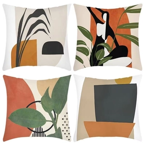 Modern Abstract Geometric Leaves Throw Pillow Case Super Soft Short Plush Decorative Cushion Cover For Sofa Living Room Home Decor