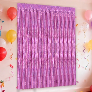 2-meter purple laser tinsel curtain backdrop for festive party and wedding decoration