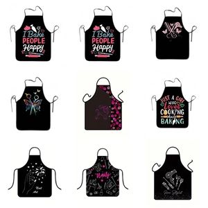 Professional Waterproof Black Apron For Women Men Printed Polyester Chef Baking Hair Stylist Nail Artist Salon Workwear Kitchen Cleaning Protective Clothing