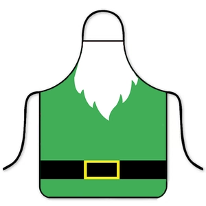 Waterproof Christmas elf apron with green fabric and belt print for holiday cooking