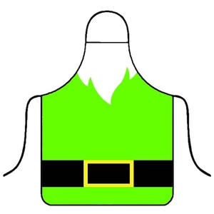 Funny green Christmas apron with Santa belt and white jagged collar design