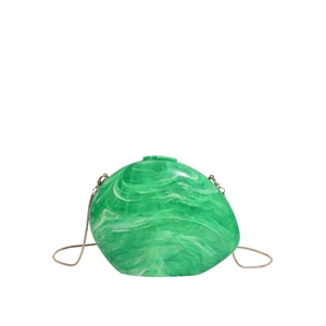 Emerald green marble acrylic evening clutch bag with gold chain strap variant