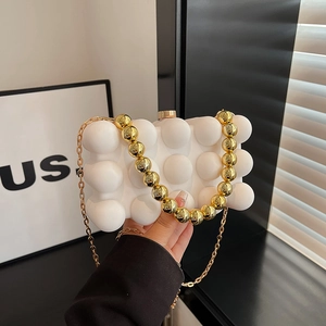 Acrylic Bubble Texture Evening Bag With Gold Chain Strap For Women Party Banquet Fashion Square Box Clutch Handbag