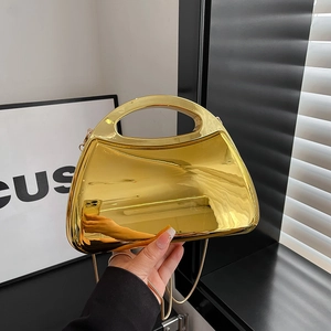 Women Acrylic Mirror Handbag With Chain Strap Fashion Evening Crossbody Bag For Wedding Party Banquet Metallic Box Clutch