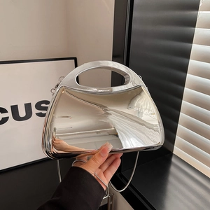 Fashion silver mirror acrylic handbag with unique trapezoid shape and chain strap