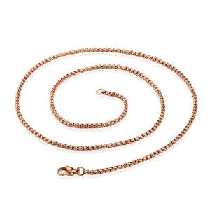 Polished rose gold stainless steel box chain necklace with a secure lobster clasp