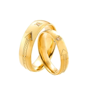 Edelstahl Pfeil Gravierte Paarringe Mit Zirkonia Poliert Gold Silber Romantischer Schmuck Für Herren Damen Valentinstag Geschenk