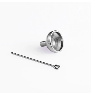 Polished stainless steel mini funnel set with needle for perfume and cremation jewelry