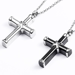 Edelstahl Kreuzanhänger Halsketten in Silber und Schwarz für Damen und Herren