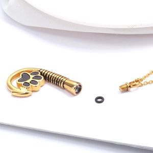 Goldene Pfotenabdruck Tierurne Kette mit wasserdichtem Verschluss und Goldkette