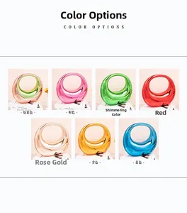 Vue détaillée des pochettes métalliques semi-circulaires en sept options de couleurs