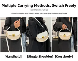 Three-way carry options: handbag, shoulder bag, and crossbody bag shown on a model