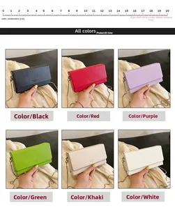 Multiple color options for rectangle flap chain bags in black red purple green khaki white