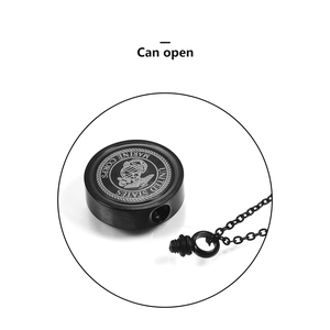 Black stainless steel US Marine Corps cremation urn necklace with eagle globe anchor logo