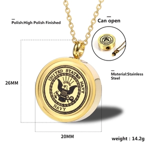Nahaufnahme der 20mm Navy Urnen-Halskette aus Edelstahl mit Maßangaben in mm